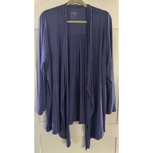 LOGO By Lori Goldstein Open Front Cardigan Purple Long Sleeve Lightweight Sz 1X